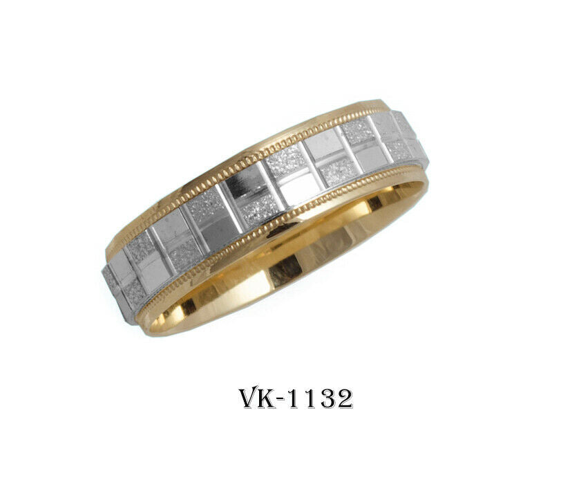 18k Solid Gold Elegant Ladies Modern Machine Finish Flat Band 6MM Ring VK1132v - Royal Dubai Jewellers
