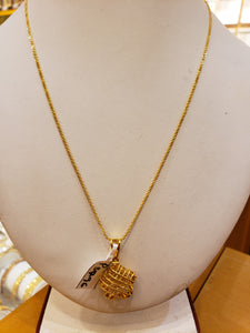 22k Solid Gold Filigree Chain and Pendant Set c1226 - Royal Dubai Jewellers