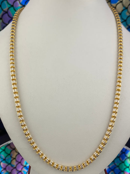 22k Chain Solid Gold Men Two tone Infinity Bead Design c0399 - Royal Dubai Jewellers