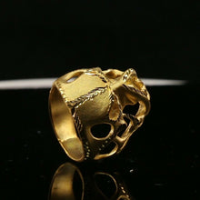 22k Ring Solid Gold ELEGANT Charm Mens Classic Skull SIZE 10 "RESIZABLE" r2197 - Royal Dubai Jewellers