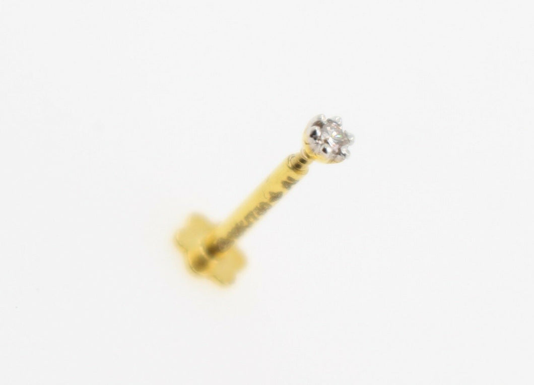 Authentic 18K Yellow Gold Charm Nose Pin Stud Diamond VS2 n300 - Royal Dubai Jewellers