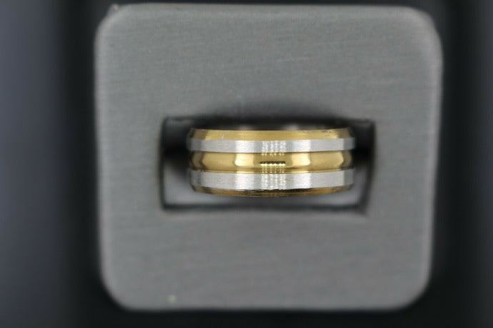 18k Solid Gold Elegant Ladies Modern Disc Finish Band Ring R9234m - Royal Dubai Jewellers