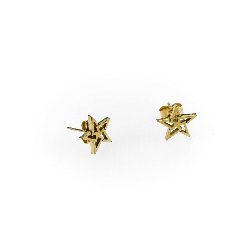 Solid Gold Ladies Jewelry Modern Simple Star Shape Studs Design SE12 - Royal Dubai Jewellers