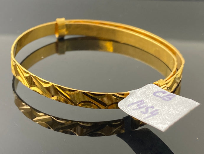 22k Solid Gold kids Designer Adjustable diamond Cut Plain Bangle CB1454 - Royal Dubai Jewellers