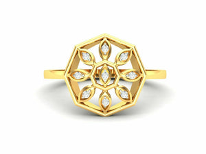 22k Ring Solid Gold Ladies Jewelry Modern Geometric Floral Design GR29 - Royal Dubai Jewellers