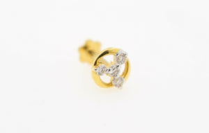 Authentic 18K Yellow Gold Charm Nose Pin Stud Diamond VS2 n324 - Royal Dubai Jewellers