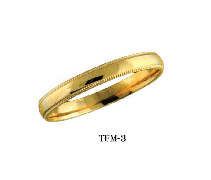 14k Solid Gold Elegant Ladies Modern Shinny Finished Flat Band Ring TFM-3v - Royal Dubai Jewellers