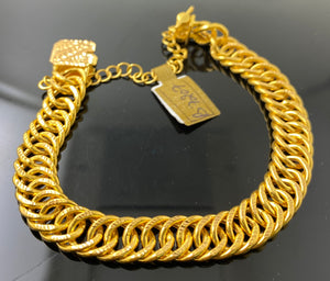 21k Solid Gold Simple Ladies Continuous Rings Bracelet b7207 - Royal Dubai Jewellers