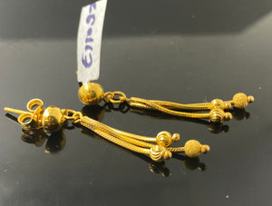22K Solid Gold Long Earrings With Shimmering And Glossy Beads E11092 - Royal Dubai Jewellers