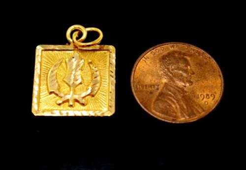 22k 22ct Solid Gold SIKH RELIGIOUS KHANDA ONKAR Pendant Diamond Cut p973 ns - Royal Dubai Jewellers