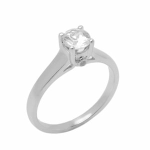 14k Solid Gold Elegant Ladies Modern Tapered Round Solitaire Ring D2053v - Royal Dubai Jewellers