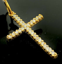 22k Pendant Solid Gold ELEGANT Simple Diamond Cut Jesus Cross Pendant P2203 mon - Royal Dubai Jewellers
