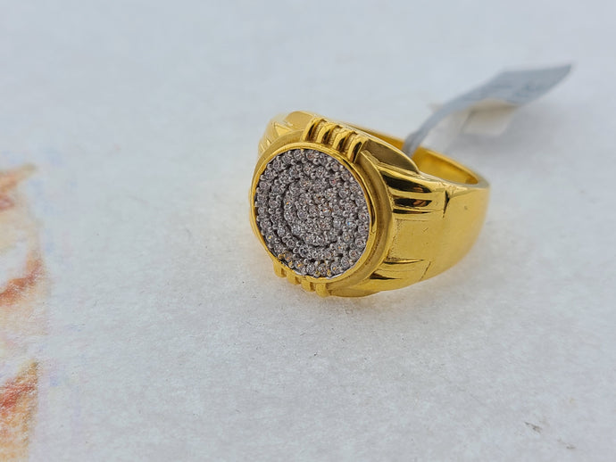 22K Solid Gold Zirconia Ring R8846 - Royal Dubai Jewellers