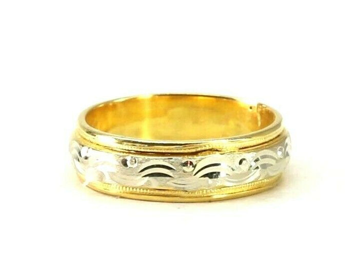 22k Ring Solid Gold ELEGANT Charm Simple Two Tone Band SIZE 11 