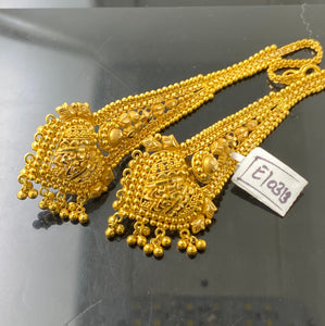 22k Solid Gold Elegant Filigree Dangling Earring e10313 - Royal Dubai Jewellers