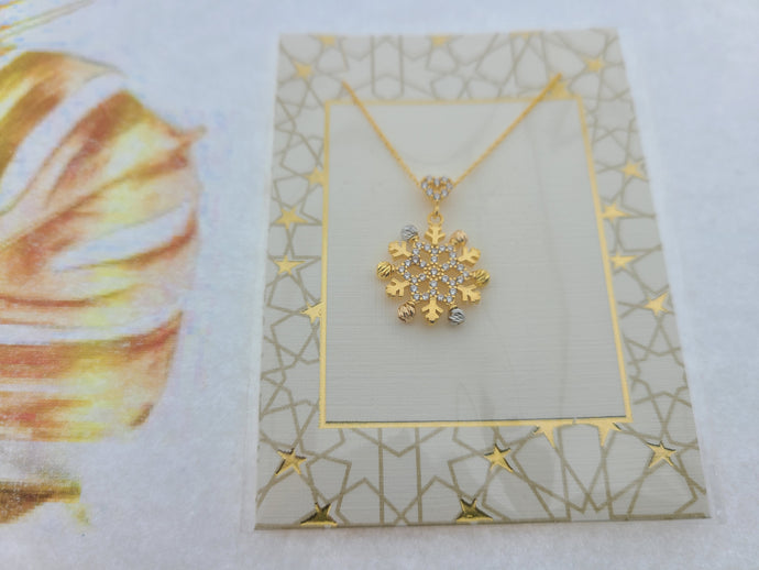22K Solid Gold Enchanted Snowflake Necklace BF 45 - Royal Dubai Jewellers
