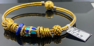 22k Solid Gold Ladies Designer Charms Enamel Zircon Bangle Bracelet BR5539 - Royal Dubai Jewellers