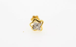 Authentic 18K Yellow Gold Charm Nose Pin Stud Diamond VS2 n326 - Royal Dubai Jewellers