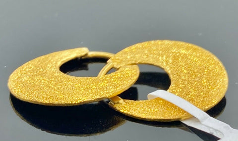 22k Earrings Solid Gold Men Jewelry Simple Nattiyan Sand Blast Design E6320 - Royal Dubai Jewellers