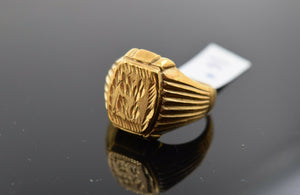 22k Ring Solid Gold ELEGANT Charm Mens Leaf Band SIZE 9.50 "RESIZABLE" r2439 - Royal Dubai Jewellers