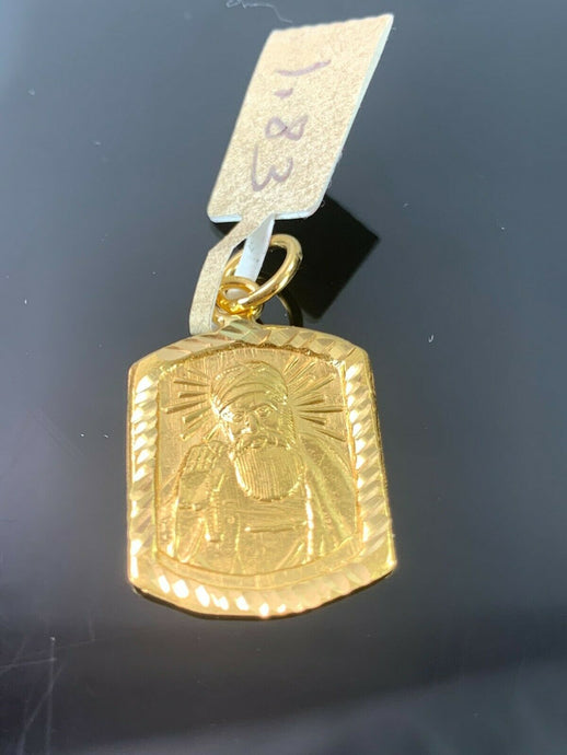 22k Pendant Solid Gold Elegant Simple Religious Sikh Guru Nanak Design P553 - Royal Dubai Jewellers