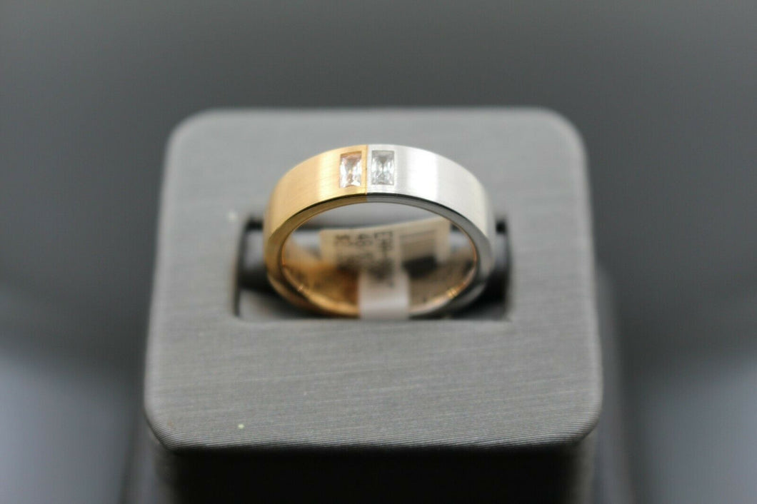 18k Solid Gold Elegant Ladies Modern Zirconia Shiny Finish Band Ring R9436m - Royal Dubai Jewellers