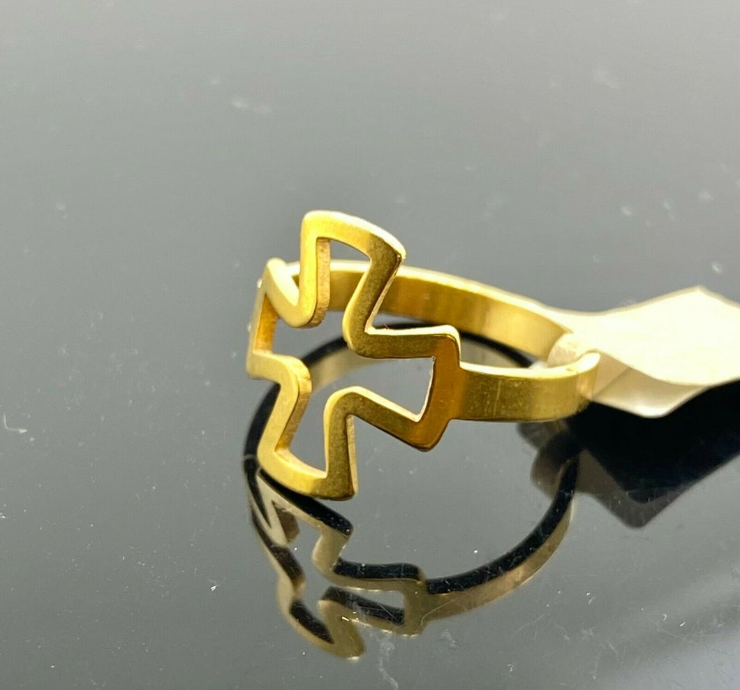 22k Ring Solid Gold ELEGANT Simple Modern Cross Ladies Band r2404 - Royal Dubai Jewellers