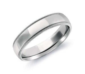 14k Solid Gold Milgrain Comfort Fit Wedding Ring 5mm Custom Size Available - Royal Dubai Jewellers