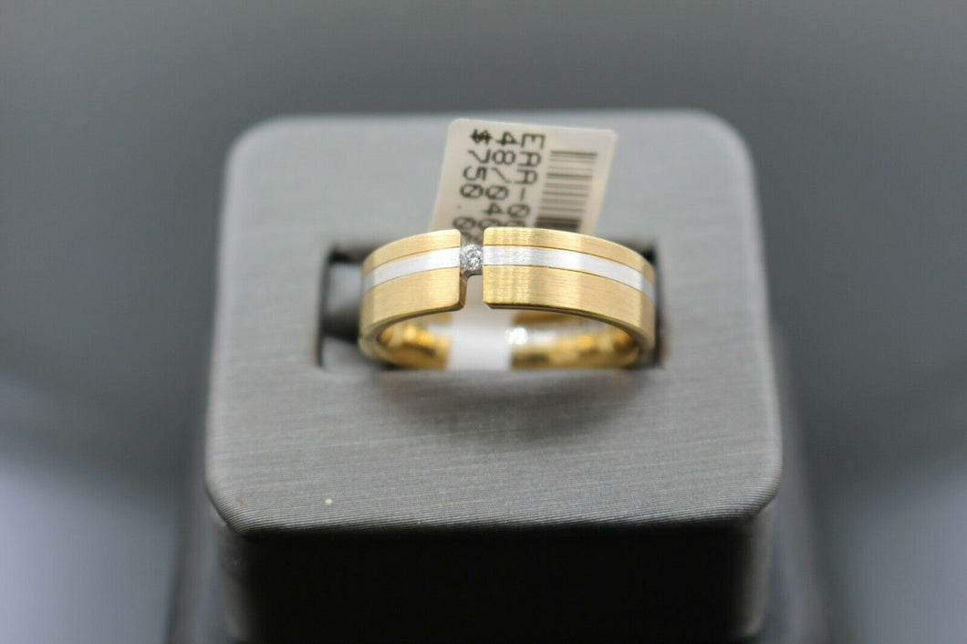 18k Solid Gold Elegant Ladies Modern Shiny Finish Band Ring R9463m - Royal Dubai Jewellers
