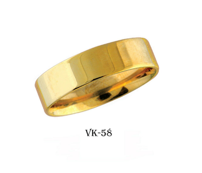 14k Solid Gold Elegant Ladies Modern Shiny Finish Flat Band 6MM Ring VK58v - Royal Dubai Jewellers