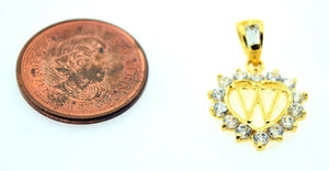 22k 22ct Solid Gold STONE "W" LETTER ALPHABET HEART Pendant free box P331 - Royal Dubai Jewellers