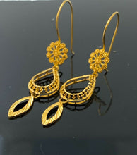22k Necklace Set Beautiful Solid Gold Ladies Filigree Floral Design LS1052 - Royal Dubai Jewellers