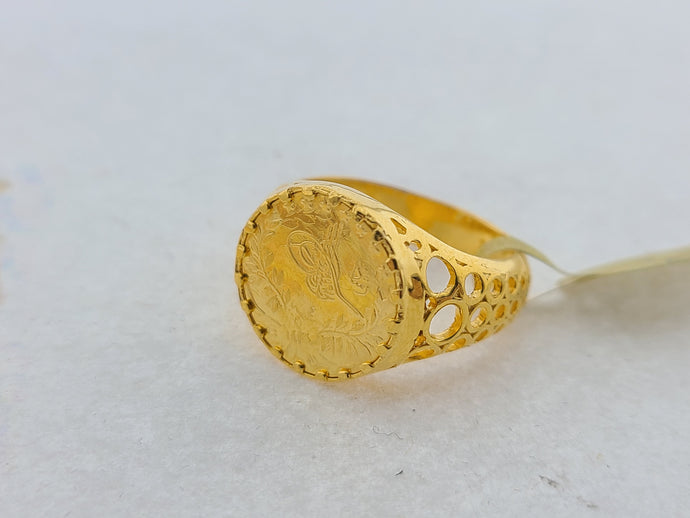 21K Solid Gold Turkish Coin Ring R8747 - Royal Dubai Jewellers
