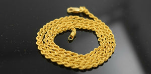 22k Chain Yellow Solid Gold Chain Necklace SImple Rope Design 0.10mm c182 mf - Royal Dubai Jewellers