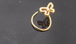 Authentic 18K Yellow Gold Charm Nose Ring Butterfly Design n10 - Royal Dubai Jewellers