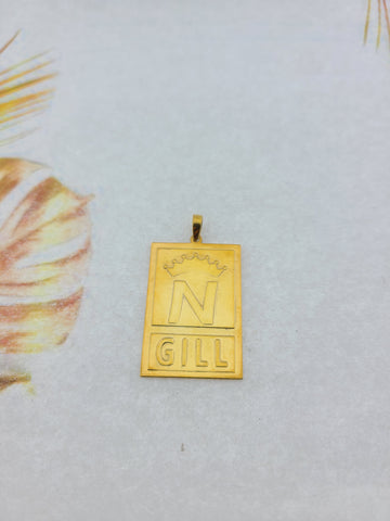 22K Solid Gold Initial Pendant With Last Name PP5 - Royal Dubai Jewellers