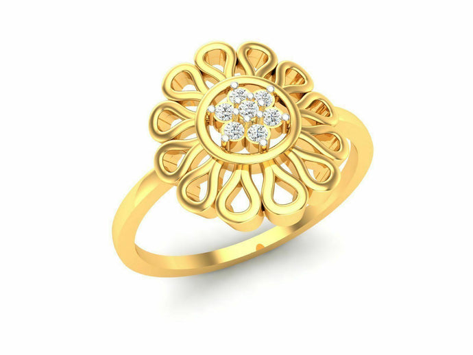 22k Ring Solid Yellow Gold Ladies Jewelry Modern Floral Design CGR33 - Royal Dubai Jewellers