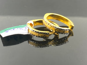 22K Solid Gold Two Tone Hoops E10758 - Royal Dubai Jewellers