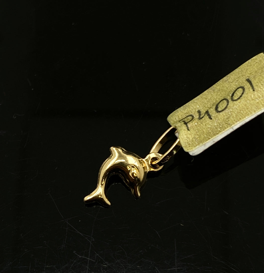 18k Solid Gold Baby Fish Pendant P4001 - Royal Dubai Jewellers