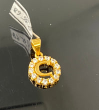 22K Pendant Solid Gold Initial C Round Shape with Signity Stones P3568 - Royal Dubai Jewellers