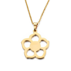 Solid Gold Simple Floral Pendant with High Polished Finishing SP5 - Royal Dubai Jewellers
