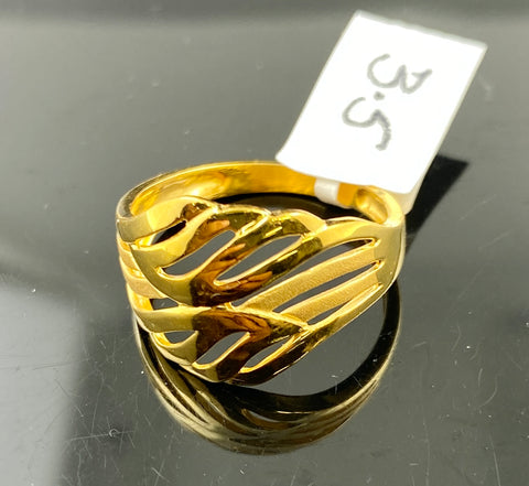 22k Ring Solid Gold Ladies Leaf Pattern with Matt Finish R2799 - Royal Dubai Jewellers
