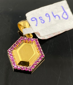 22K Solid Gold Hexagonal Zircon Pendant P4686 - Royal Dubai Jewellers