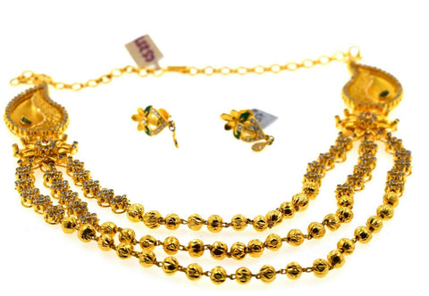 22k Necklace Set Solid Gold Ladies Exquisite Diamond Cut Floral Design CS258 - Royal Dubai Jewellers