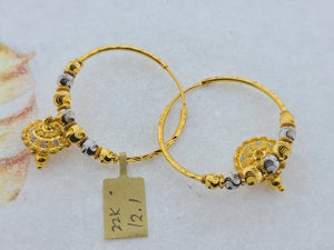 22K Solid Gold Two Tone Hoops E22529 - Royal Dubai Jewellers