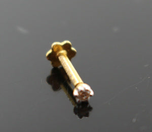 Authentic 18K Yellow Gold Charm Nose Pin Stud Diamond VS2 n300 - Royal Dubai Jewellers
