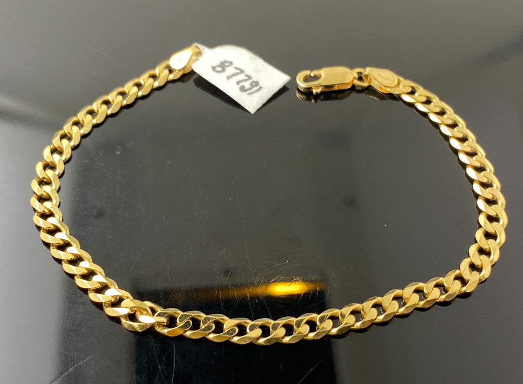 18K Solid Gold Curb Bracelet B7791 - Royal Dubai Jewellers