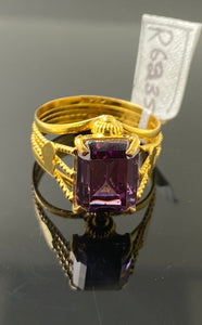 21k Solid Gold Elegant Ladies Purple Stone Ring r6235 - Royal Dubai Jewellers