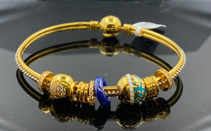 22k Bangle Bracelet Solid Gold Ladies Designer Charms with Enamel BR5264 - Royal Dubai Jewellers