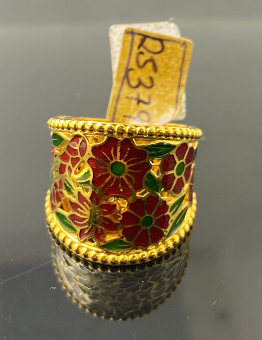 21k Solid Gold Elegant Ladies Floral Enamel Ring r5379 - Royal Dubai Jewellers